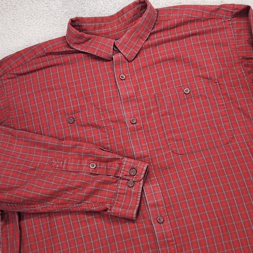 Patagonia Shirt Mens XL Red Plaid Organic Cotton Flannel Button Up Casual
